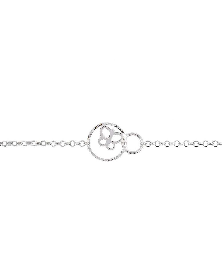 Bracelet Bijou argent/plaqué or  | Bracelet Double Anneau Et Papillon